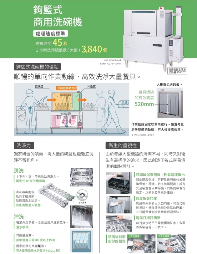 JWE-2400CA-L/-R  鉤籃式洗碗機 2